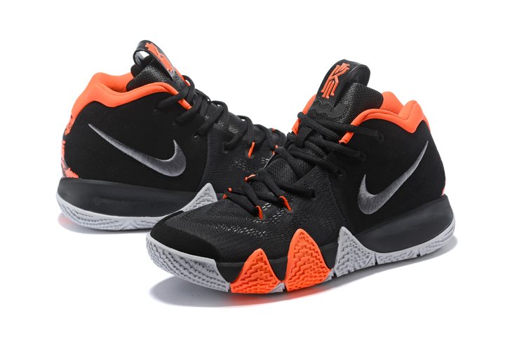 2018 Men Nike Kyrie 4 Black Orange Silver Shoes